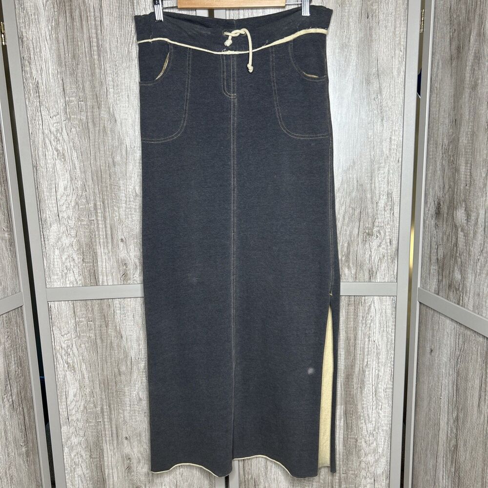 One Life To Live Maxi Skirt Straight Tube Side Slits Pull On Pockets Gray Size M